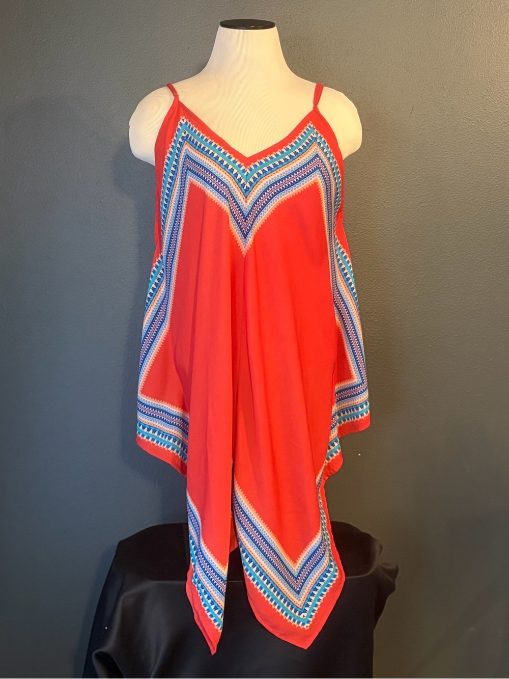 Meraki Vibrant Multicolor Handkerchief Geometric Border Sz XL